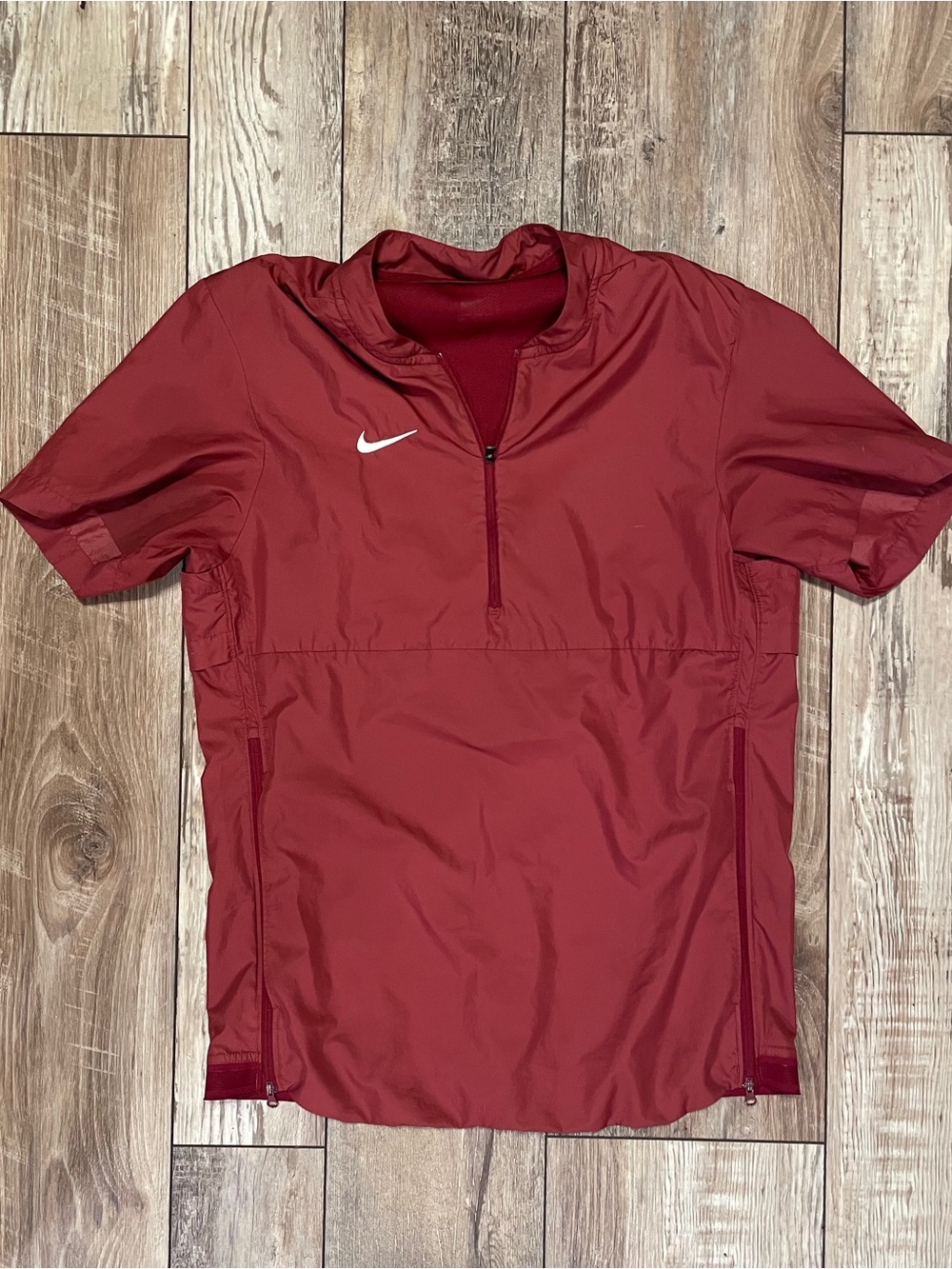 Nike Men's Football Windbreaker Pullover Jacket, Hot Jacket 1/2 Zip-  maroon red